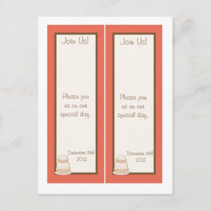 2 Rot/Creme Hochzeitstorte Save the Date Lesezeich Ankündigungspostkarte