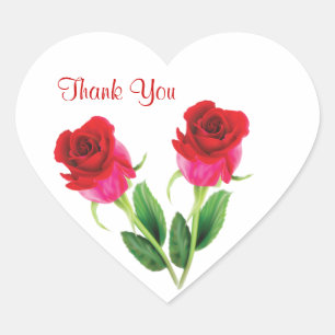2 rote Rosen Hochzeit Vielen Dank Sticker