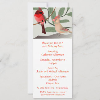 2 Rote Vögel in Nature Custom Year Birthday Party Einladung