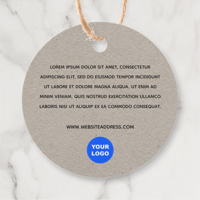 2" Round Kraft Add Logo mit Text Fav Geschenkanhänger (Rückseite)