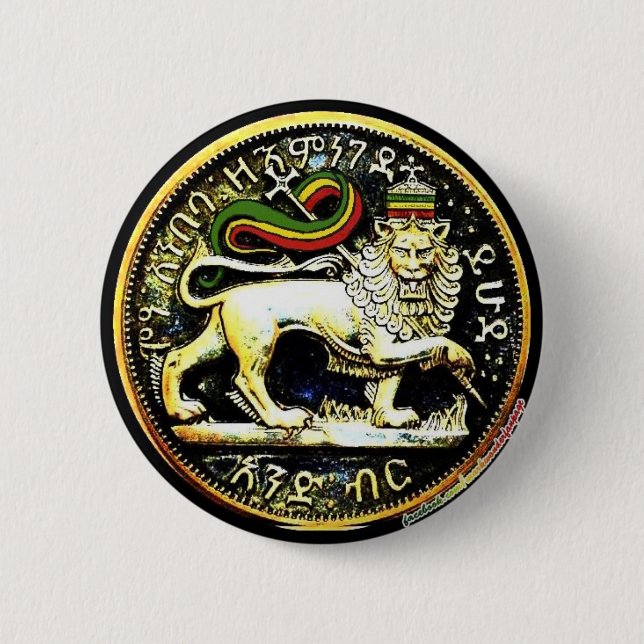 ¼ 2" runder äthiopischer Löwe des Judah Button (Vorderseite)