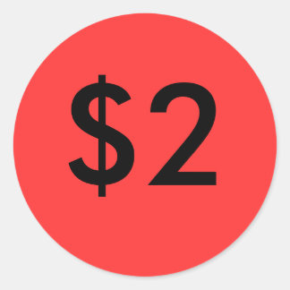 $2 RUNDER AUFKLEBER