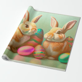 2 Sammlung von Osterhasen und Eiern Geschenkpapier