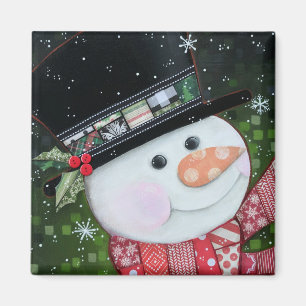 2"" Schneemann-Quadrat-Magnet des Patchwork-x2 Magnet