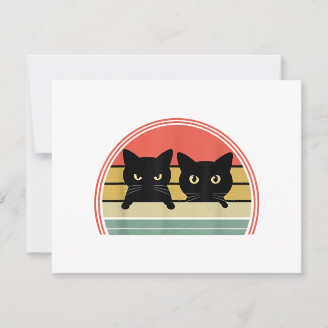 2 Schwarze Katzen Peeking Vintage Retro Katze Lieb (Vorderseite)