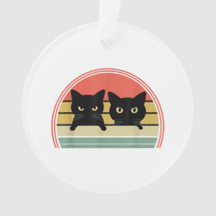2 Schwarze Katzen Peeking Vintage Retro Katze Lieb Ornament