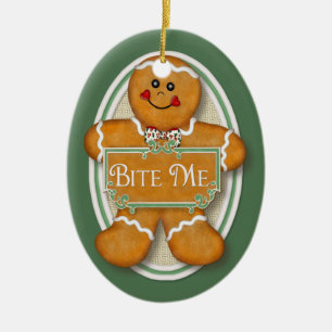 2 Seite - Bite Me Gingerbread Mann - Oval Ornament