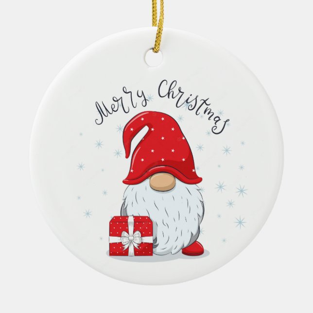 "2 SEITE GNOME SANTA UND ÜBERRASCHENDE SEITE AUCH! KERAMIK ORNAMENT (Vorne)