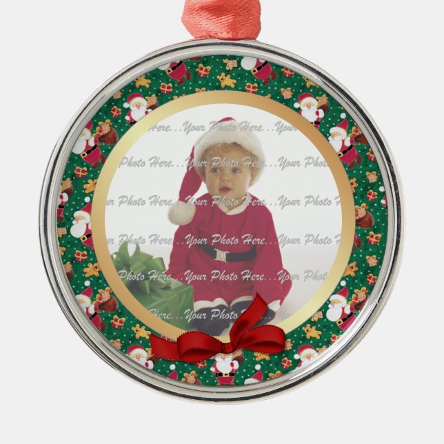 2 Seiten - Das Weihnachtsjungbaby-Foto Silbernes Ornament (Vorne)