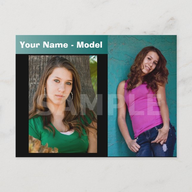 2-seitige Actor & Model Headshot Comp Postkarte (Vorderseite)