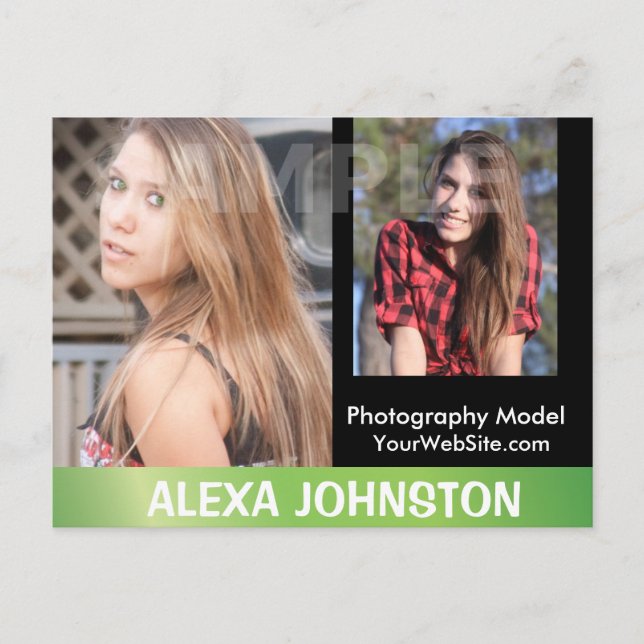 2-seitige Actor & Model Headshot Comp Postkarte (Vorderseite)