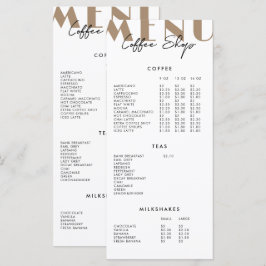 2-seitige moderne Speisekarte für Minimalistischen Menükarte