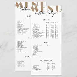 2-seitige moderne Speisekarte für Minimalistischen Menükarte