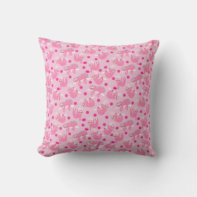 2-seitige Niedliche Pink-Pikleball-🦥 Kissen (Vorderseite)