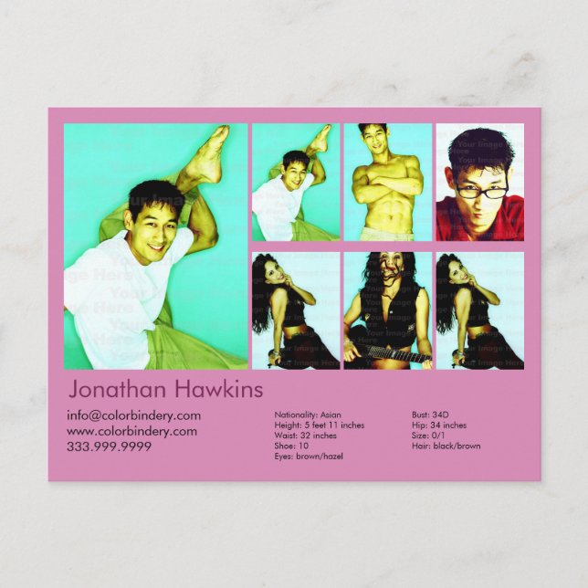 2-seitige Schauspielerin und Modell Rosa Kopfschus Postkarte (Vorderseite)