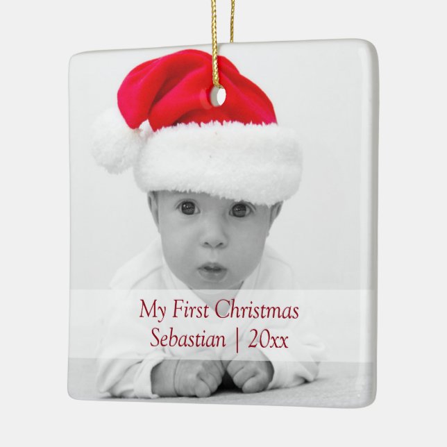 2-seitige Weihnachts-Rote Schrift Personalisiert Keramikornament (Links)