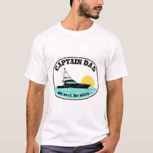 (2-seitiger Druck) Captain Dad Mein Boot Meine Reg T-Shirt