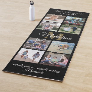 2-seitiges individuelles Mantra Schwarz & Gold Mon Yogamatte