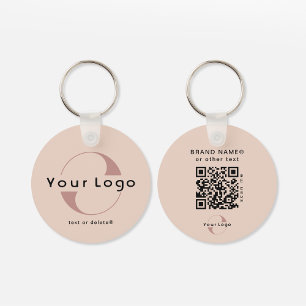2-seitiges Logo & QR-Code auf Blush Company Geschä Schlüsselanhänger