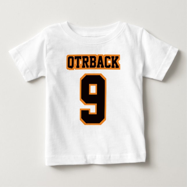 2 SEITWEISS SCHWARZE ORANGE LAP Shirt Football Bab (Vorderseite)