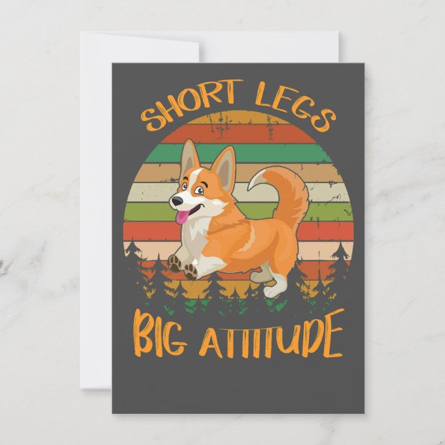2 Short Legs Big Attitude corgi Einladung (Vorderseite)