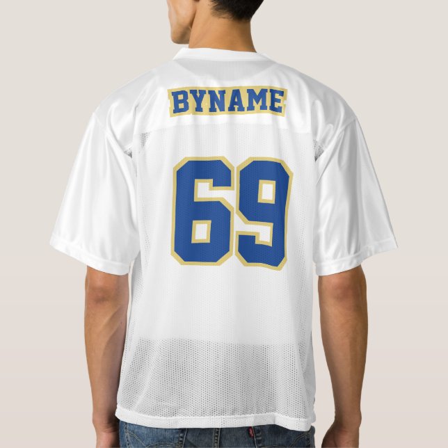 2 Side BLUE OLD GOLD WHITE Mens Football Jersey (Rückseite)