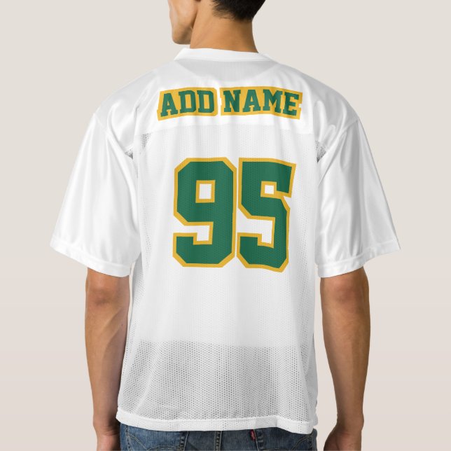 2 Side DARK GREEN GOLD WHITE Mens Football Jersey (Rückseite)