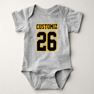 2 Side GRAY BLACK GOLD Crewneck Football Outfit Baby Strampler