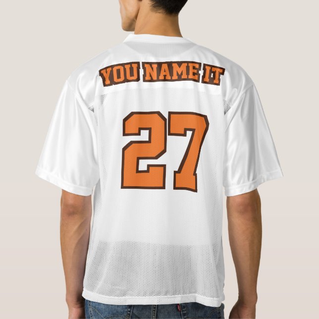 2 Side ORANGE BROWN WHITE Mens Football Jersey (Rückseite)