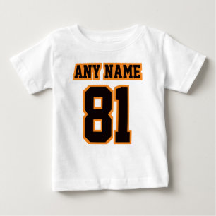 2 Side WHITE BLACK ORANGE Romper Football Jersey Baby T-shirt