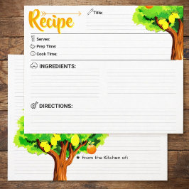 2 Sided Blank - Elegant Lemon Tree Recipe Card