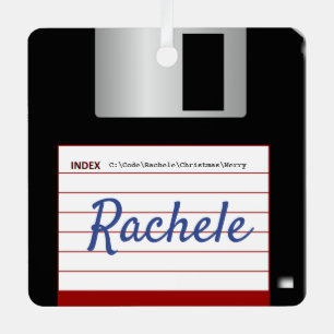 2-Sided Floppy Disk Command Prompt Greeting Ornament Aus Metall