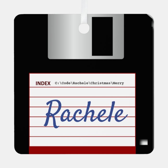 2-Sided Floppy Disk Command Prompt Greeting Ornament Aus Metall (Vorderseite)