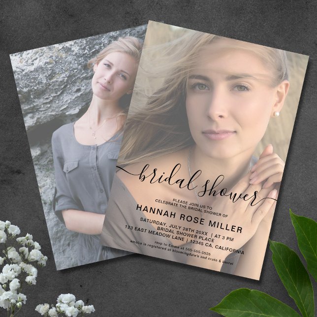 2 Sided Foto Brautparty Hochzeit Imitate Vellum Einladung (Von Creator hochgeladen)