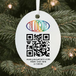 2 Sided Logo & QR Code Business Promotional Oval Ornament Aus Metall<br><div class="desc">FOR INSTRUCTIONS TO CHANGE BACKGROUND / TEXT COLORS OR TRANSPARENCY OF LOGO, SEE END OF THIS DESCRIPTION. Promote your business to potential customers with a custom logo and QR code oval Christmas ornament. This template is simple to personalize and can be different or the same on front and back. The...</div>