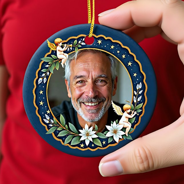 2 sided Memorial Christmas Cherub's Embrace Keramik Ornament (2 sided Memorial Christmas Cherub's Embrace Ceramic Ornament)