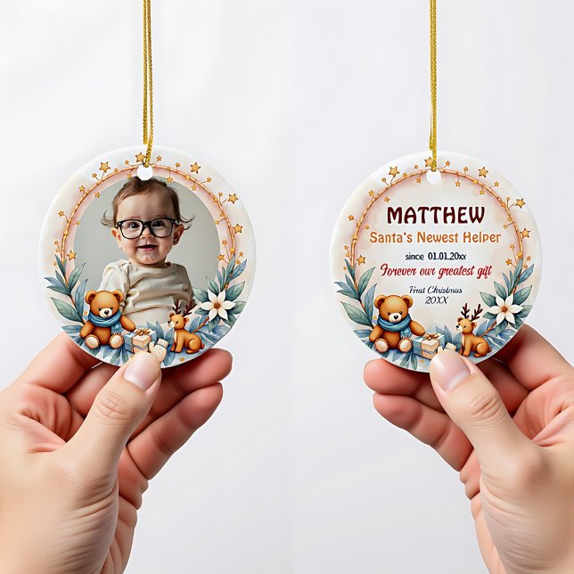 2 sided Santa’s Newest Helper Keramik Ornament (2 sided Santa’s Newest Helper Ceramic Ornament)