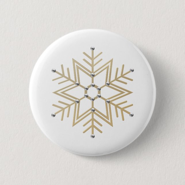 2-Silber und Gold Snowflake 3-D Look Button (Vorderseite)
