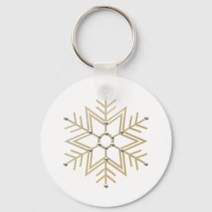 2-Silber und Gold Snowflake 3-D Look Schlüsselanhänger