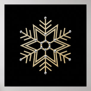 2-Silver and Gold Snowflake 3-D Look Poster