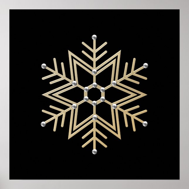 2-Silver and Gold Snowflake 3-D Look Poster (Vorne)