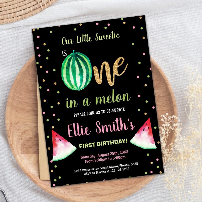 2 Slice Green Watermelon Geburtstag Einladungen (2 Slice Green Watermelon Birthday Invitations)