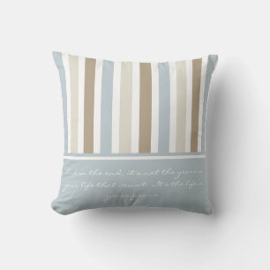 #2 Smoky Blue Gray, Tan und Brown Stripes Muster Kissen
