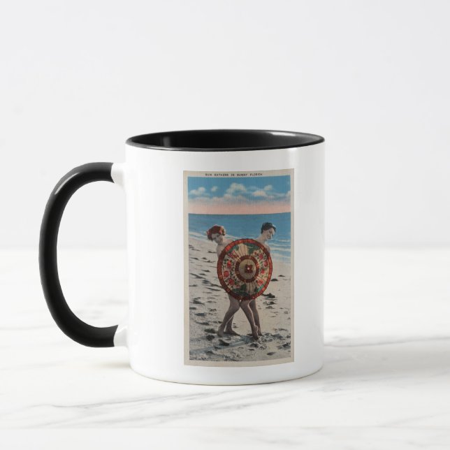 2 Sonnenbäder Frauen & asiatischer Schirm, Florida Tasse (Links)