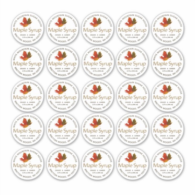 2" Standard Mason Jar Lid Etikett Ahornsirup (Vorderseite)