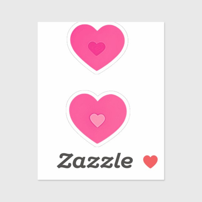 2 Sticker Coeur Rose (Feuille)