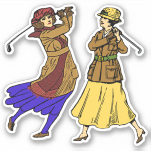 2 Stickers Femme Vintage Golfers