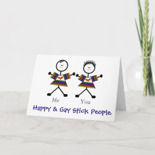 2 Stickmen Gay Romantique Carte de voeux Personnal