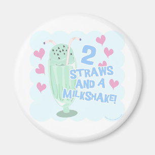 2 Strohhalme und ein Milchshake Magnet