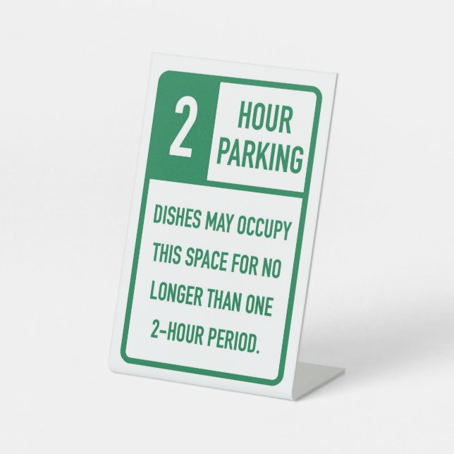 2 Stunden Geschirr Parkplatz Sockelschild (Vorderseite)